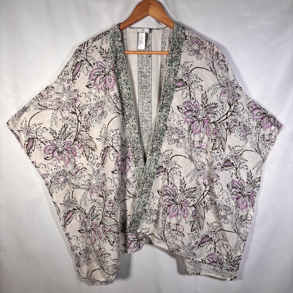 J Jill Kimono Small - Large Floral Vacation Resort Coastal Comfort Flowy Beach